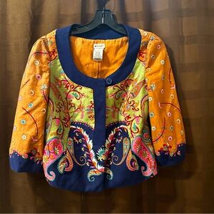 Anthropologie Elevenses Bohemian Floral Print Jacket Size 2